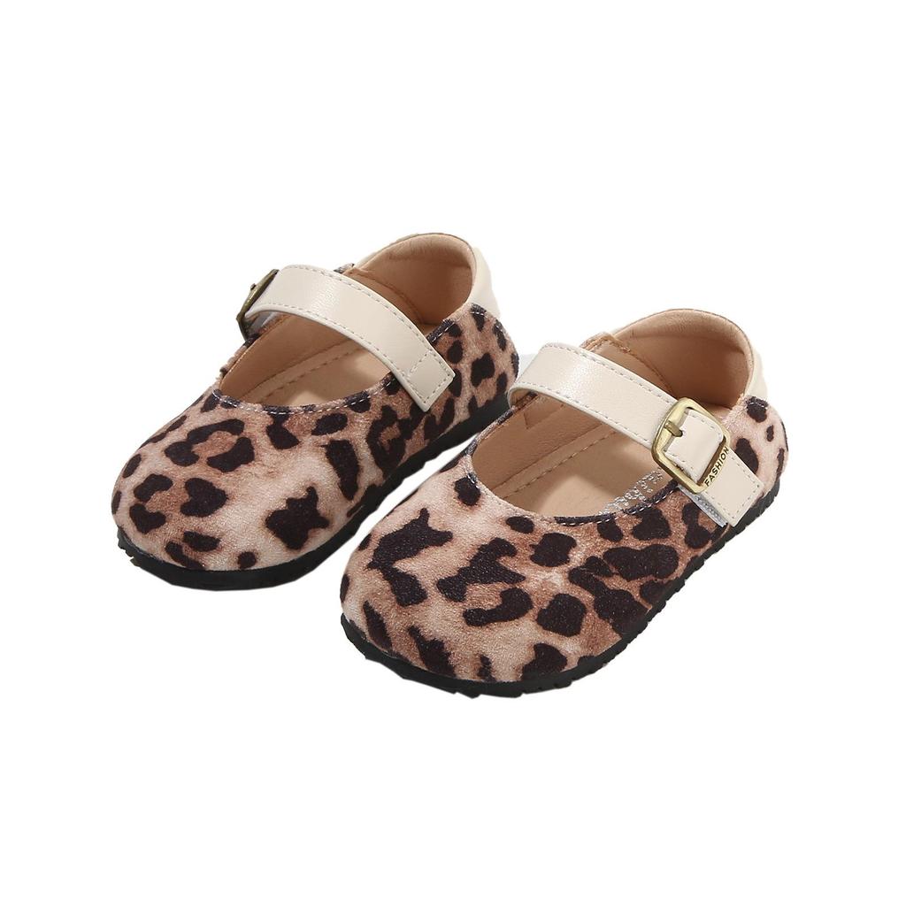 Spring 2026 Soft Sole Leopard Print Baby Walker Shoes for Girls – Korean Style, Non-slip, Fashionable, Small Leather Design