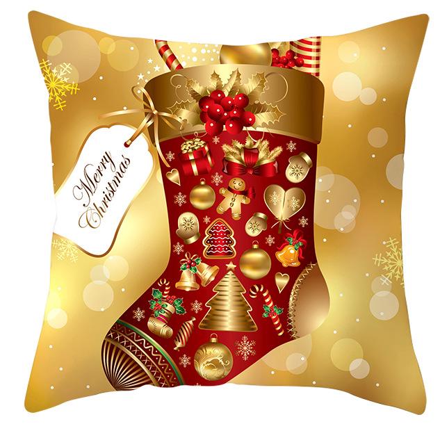 New Christmas Golden Snowflake Peach Leather Velvet Pillowcase Home Sofa Pillow Cushion Cover
