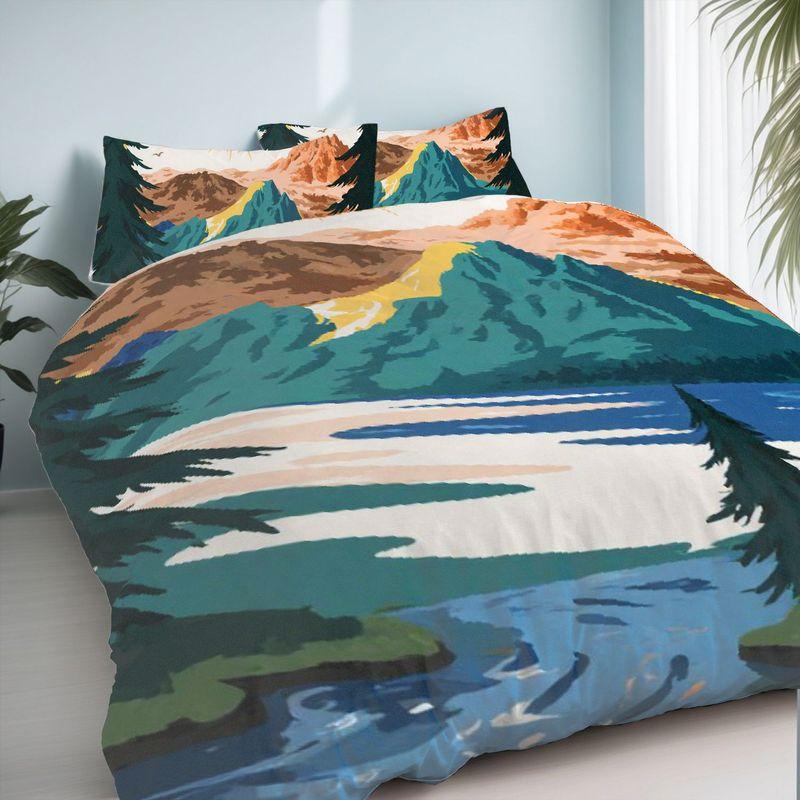 3Pcs Bedding Pillowcase Quilt Cover Set Sunrise View Pattern 2D Digital Printing Suitable For Bedroom Hotel Dormitory Decor