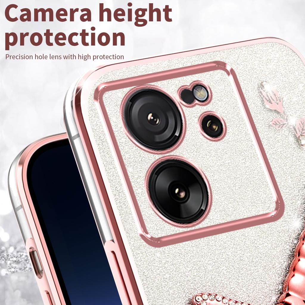 For Xiaomi 13T/13T Pro Case Dragonfly Kickstand TPU Flowers Glitter Phone Cover