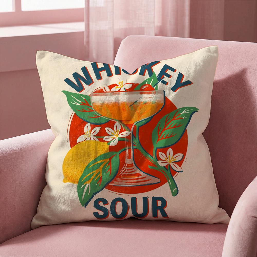 

Whiskey Sour Cocktail Cushion Cover Multi-Scene Pillow Cover for Home & Car - Reversible, Soft & Durable for Daily Use 30cmx30cm
