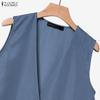 ZANZEA Women Sleeveless Long Vest and Long Pants Casual Two Piece Suit Sets