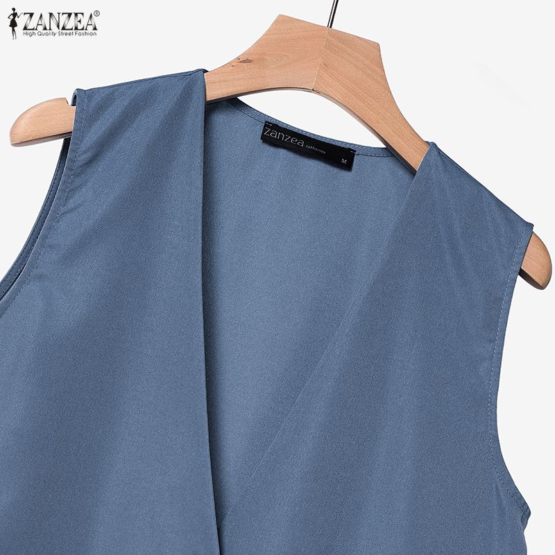 ZANZEA Women Sleeveless Long Vest and Long Pants Casual Two Piece Suit Sets
