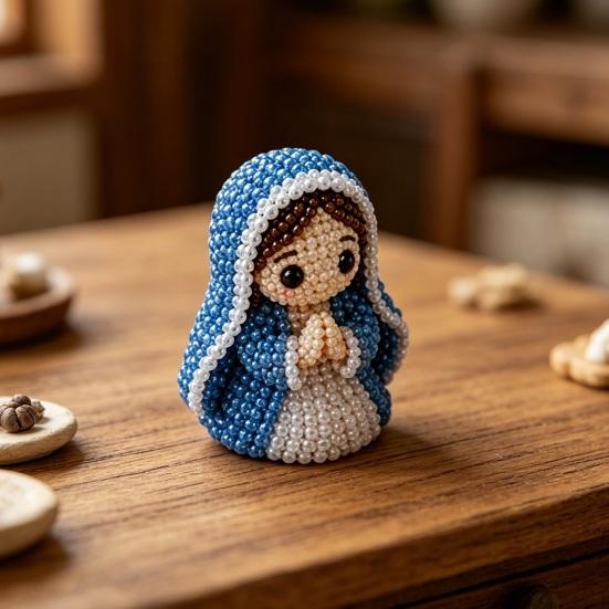 Zestaw do tworzenia szopki bożonarodzeniowej DIY, Uroczy 3D Maryja Józef Dzieciątko Jezus Zestaw do tworzenia biżuterii z koralików, z kolorowymi koralikami i akcesoriami, Projekt artystyczny ze szopką bożonarodzeniową z koralików dla początkujących