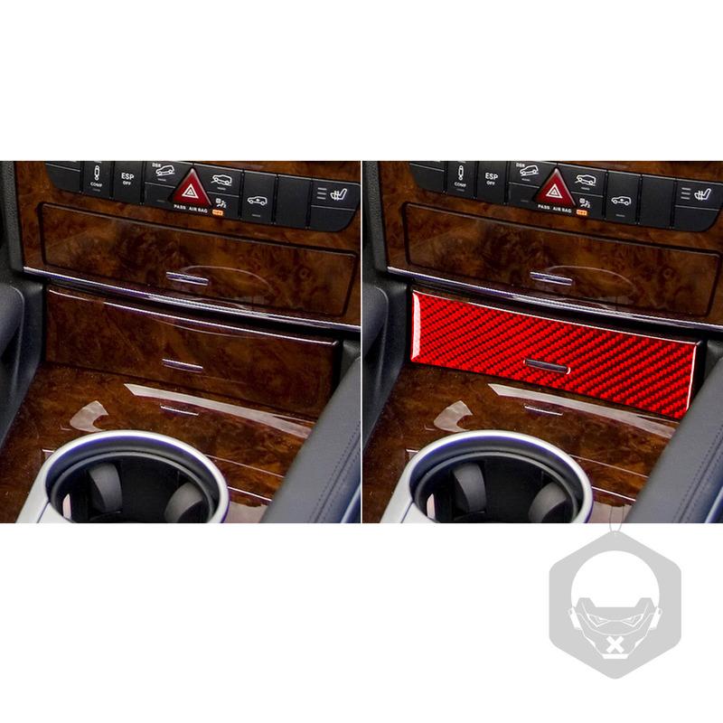 Carbon Fiber Central Storage Box Panel Trim Cover Car Interiors Accessories Decoration Sticker For Benz M-class W164 2005-2011