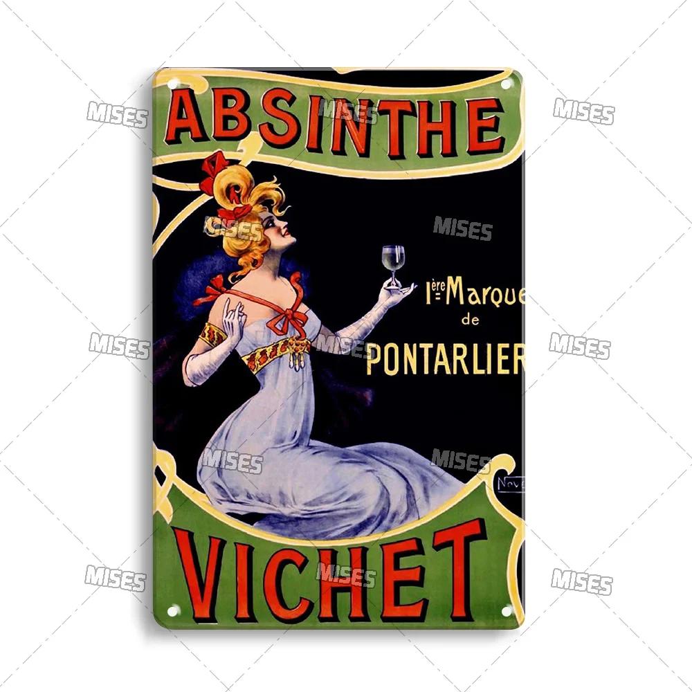 

MISES Absinthe Metal Poster Rusty Metal Tin Sign Retro Metal Sign Wall Plate Man Cave Home Studio Metal Plaque Industrial Decor 20x30cm