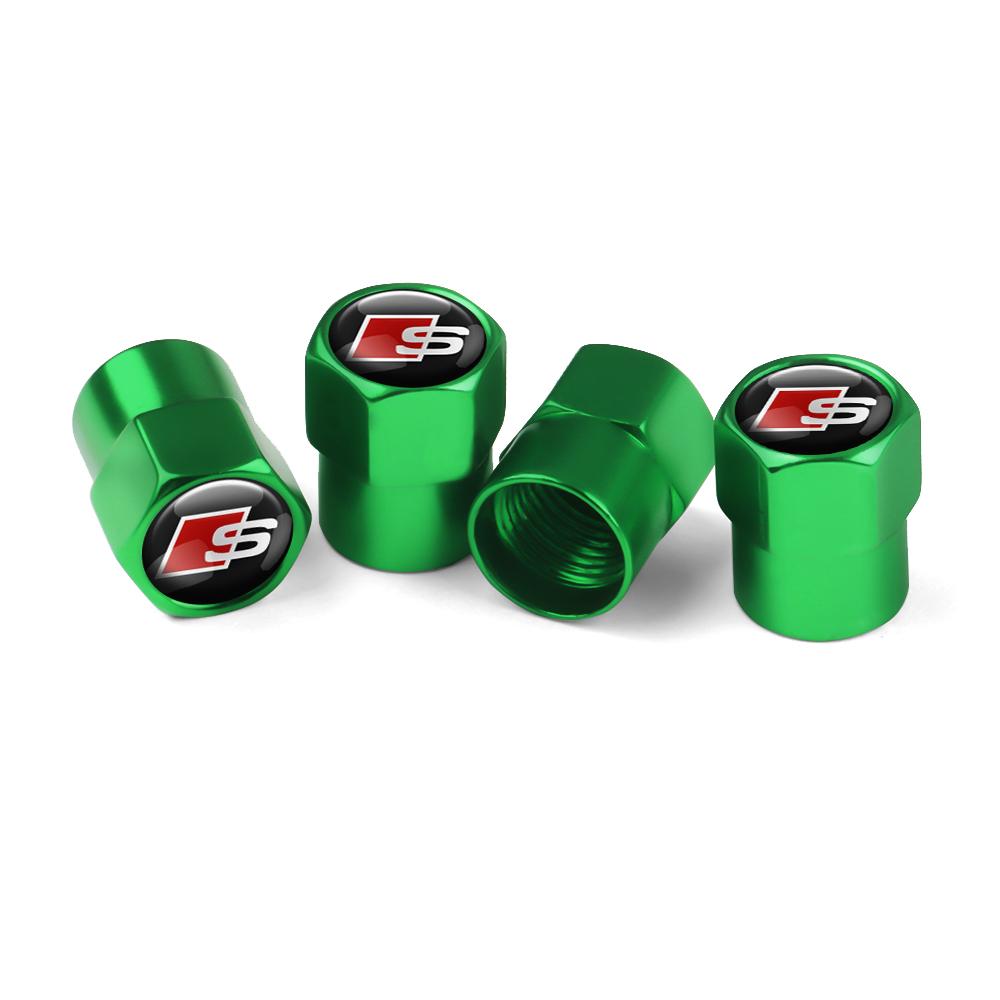 For Audi 8P Aluminum Car Tire Valve Caps Auto Truck Motocycle Bike Tyre Wheel Stem Air Valve Dust Cover For Audi S RS A3 8P S3 A4 B8 B7 A6