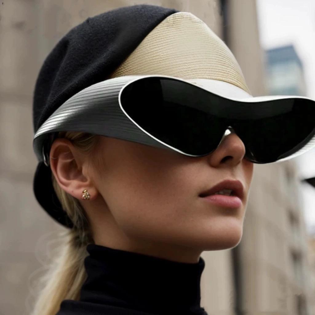 Y2K Vintage Luxury Designer Sunglasses Irregular Big Frame Shades Trendy Punk Stripe for Women Men