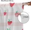 Boho Strawberries Curtains Cute Pink Bohemia Fruit Rod Pocket Blackout Window Treatment for Kitchen Living Room Girls Woman Room