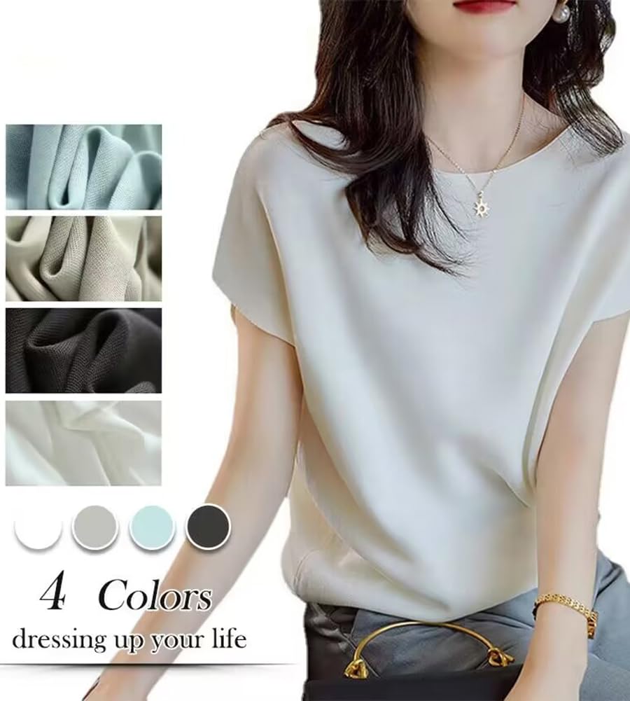 Cool To the Touch Summer Knit Short for Pullover Free [ASARANS] T-shirt, Sleeve, Women's Top, Summer, Dolman, Thin, Work, Casual, Plain, Neat, (JP,