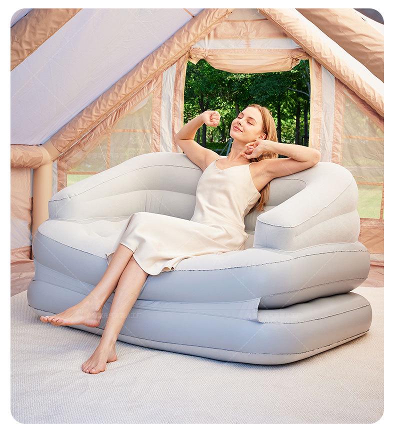 Thickened Flocking Double Inflatable Sofa Bed with Multifunctional Pad