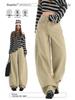 Women's Plus Size High Waist Wide Leg Khaki Jeans - Slim Fit, Hip Covering, Spring/Autumn