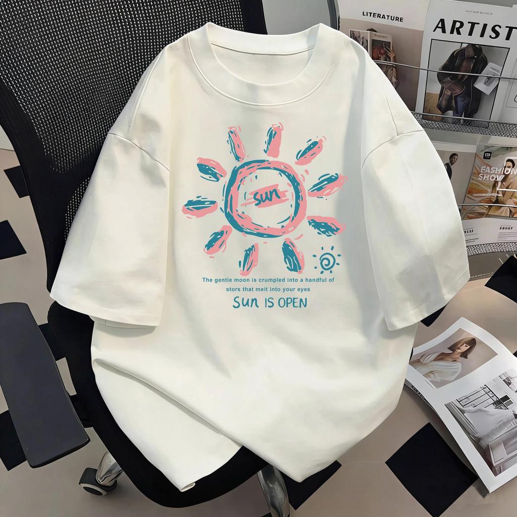 Plus Size Pure Cotton Short Sleeve T-shirt, Women's 2026 Summer Loose Chic, Hong Kong Style