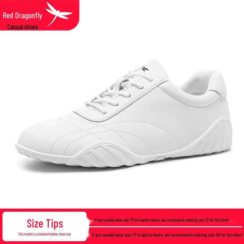 Red Dragonfly Women s Genuine Leather Versatile White Sports Shoes - Comfortable Spring/Autumn Casual Style 40