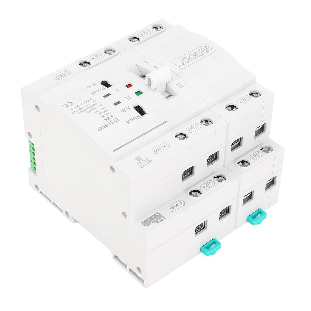 Double Power Transfer , Automatic 40A 4P Uninterruptible Power Transfer for Generator, Manual Transfer , DIN Rail Mounting