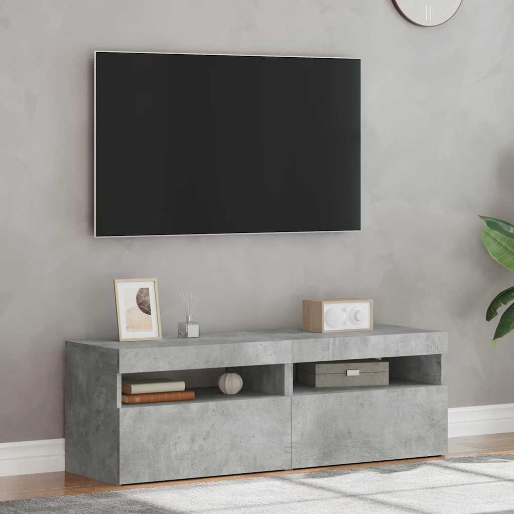 Fernsehschrank Mit LED-Licht 2 Stück, Klappaufbewahrung Fernsehschrank, Aufbewahrungssideboard, 60x35x40 Cm