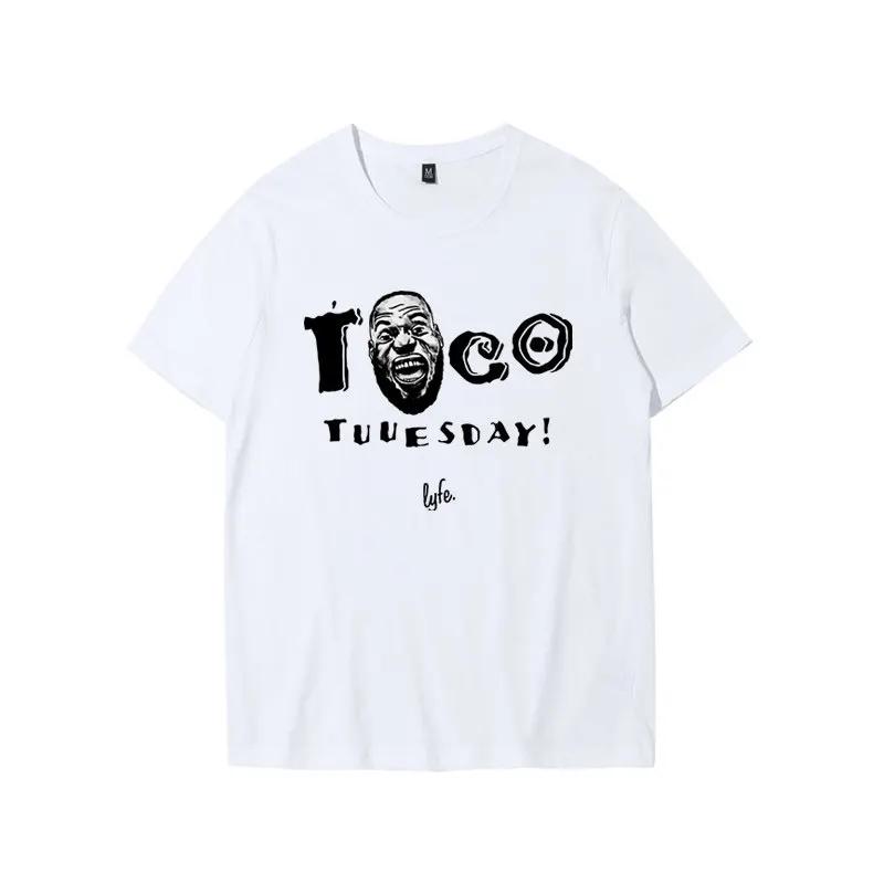 Funny Taco Tuesday LeBron James Graphic Tshirt Unisex Cotton Tee NBA Basketball Fan Casual Streetwear Short Sleeve aesthetic S