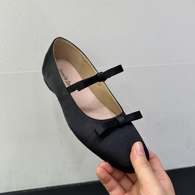 Fashion SUOJIALUN 2025 New Brand Women Flat Shoes Fashion Round Toe Shallow Slip On Bow-knot Ladies Elegant Single Shoes Soft Heel Boat