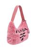 Prada Re-Edition 2000 Embroidered Logo And Enamel Triangle Logo Soft Terry Fabric Hobo Bag Women Bags Pink 1NE515_2DXO_F046J