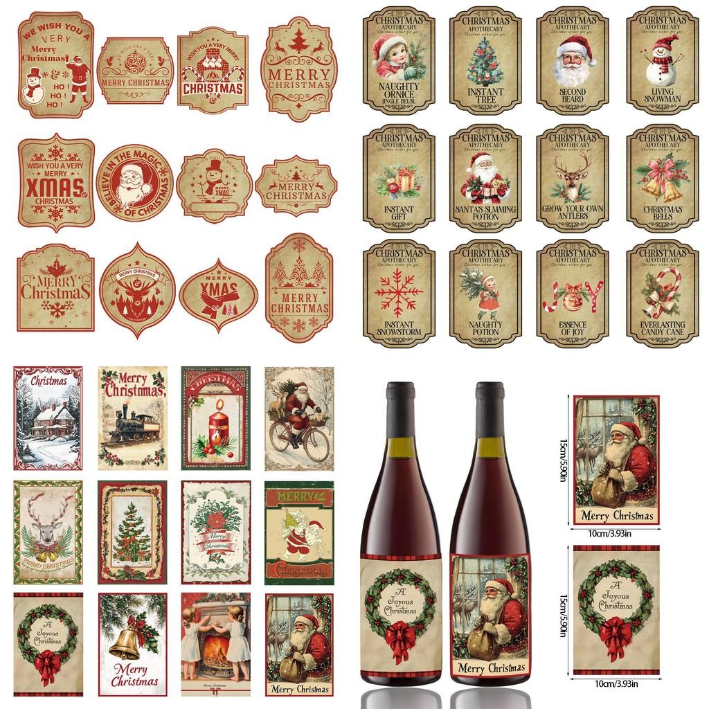 Weihnachtsdekorative Weinflaschenetiketten mit Vintage-Design für Feiertags-Partydeko