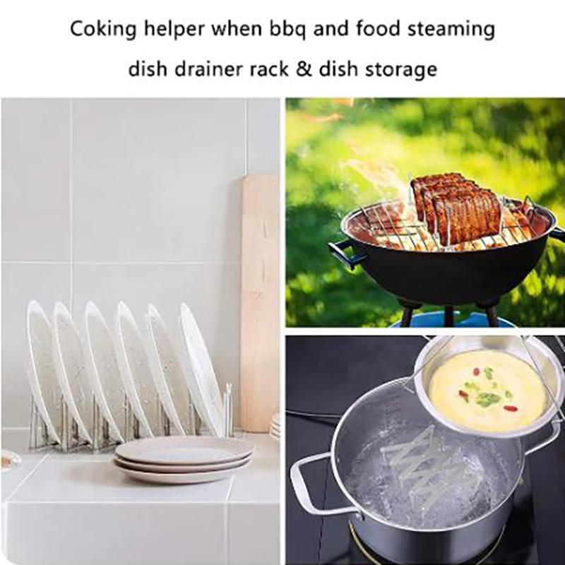 Stainless Steel Dish Rack - Adjustable Kitchen Drainer, Foldable Utensil Holder for Dishes, Cups, Pots & Lids | Space Saving