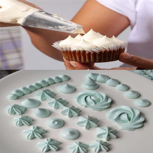 Round and Flower-shaped Stainless Steel Piping Tips for Cakes and Cake Decorations. Perfect for Cream Puffs, Cookies, and Cakes. Set of 5.