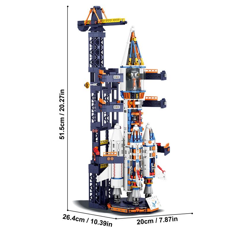 51Cm High-Standard Giant First-Class Semitransparent Superior-Grade Manned Space Launch Vehicle Premium-Quality Construction-Set Top-Grade Bricks