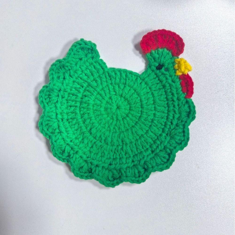 Cute Handmade Crochet Coaster Soft Fabric Cartoon Design Drink Cup Pads Heat Resistant Non-Slip Tabletop Protector Kitchen Use