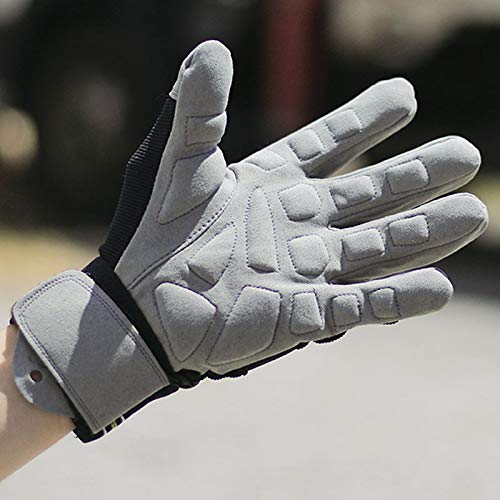 Fuji Gloves Work Gloves, Tenkyu Leather, Vibration-Dampening Gloves, Size L, Black/Gray, 0025