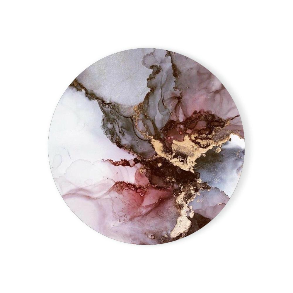 Round Absorbent Ceramic Stone Coasters Set with Cork Base Marble Coasters for Table Housewarming Gift for Home Decoration