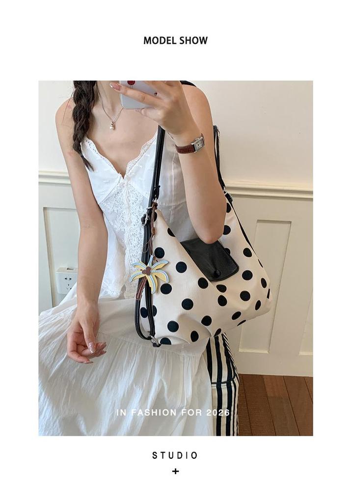 2026 Trendy Korean Polka Dot Underarm Crossbody Bag - Large Capacity, Lightweight, Niche Hobo Design