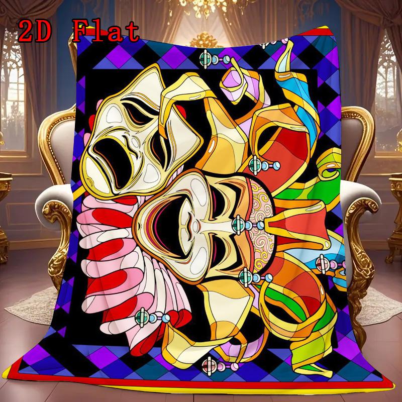 Masquerade Party Print 2D Flat Pattern Flannel Blanket High Quality All Seasons Warmth and Comfort Perfect for Christmas Gifts.
