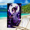 proof beach towel with a Demon Slayer Shinobu Kocho pattern - soft,absorbent,quick-drying,machine washable - perfect for swimming,camping,bathing