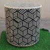 Wood Bone Inlay Drum Side Table, Bone Coffee Table Modern Patterned Cylinder Decor Table | Modern Cube Pattern Side Table | Central Table