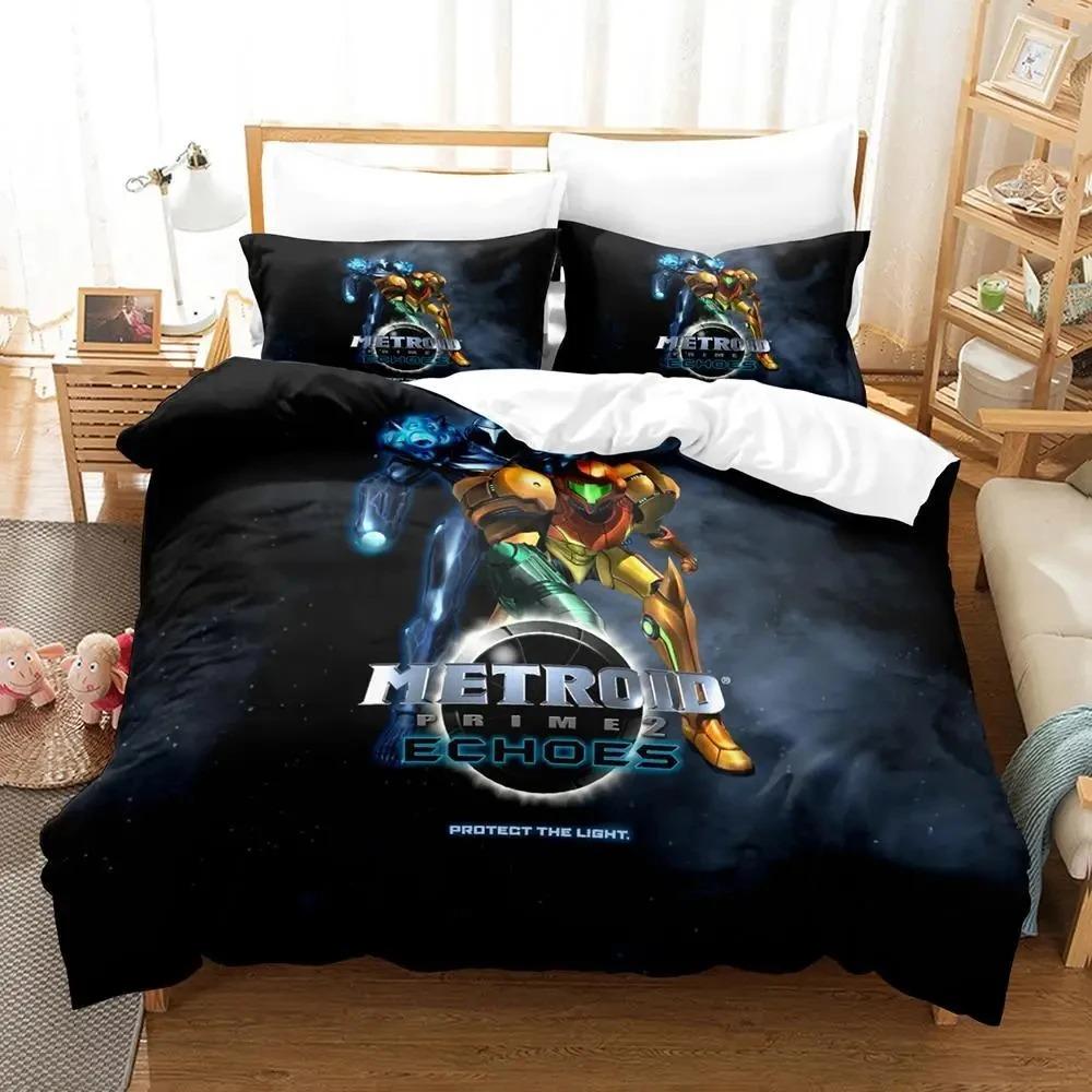 Metroid Prime Corruption Bedding Set Boys Girls Twin Queen Size Duvet Cover Pillowcase Bed Kids Adult Fashion Home Textileextile