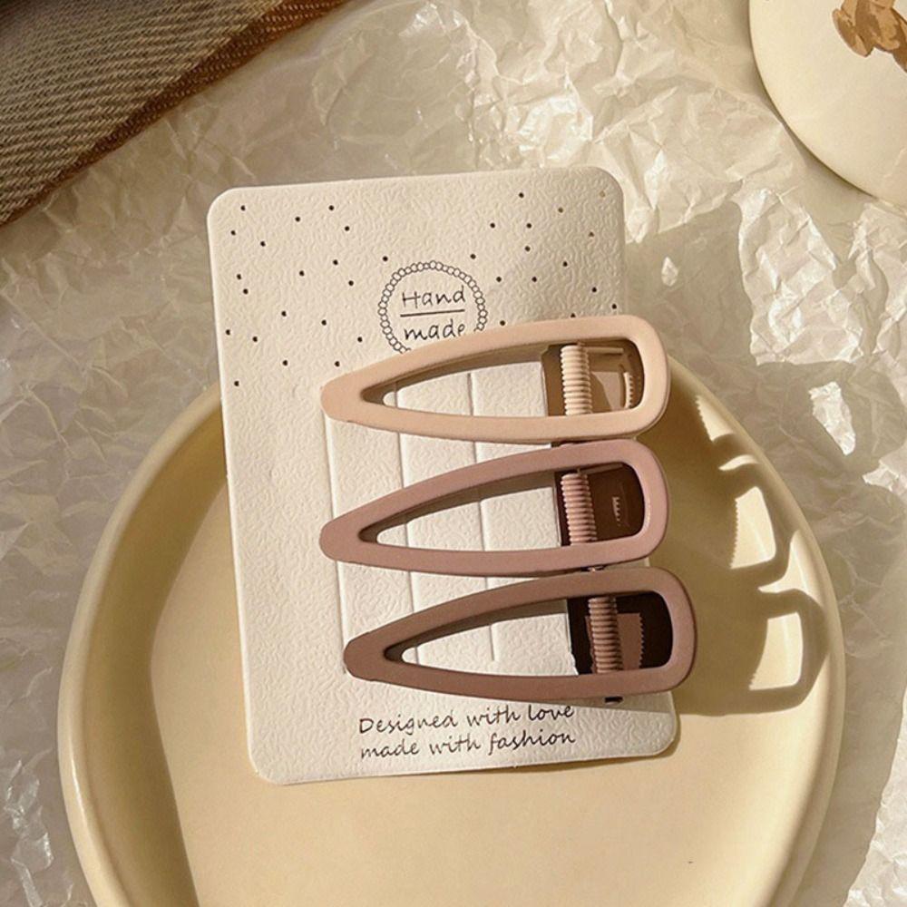 3pc/set Square Y2k Barrettes Metal Star Love BB Clip Cute   Children