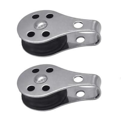 25mm Edelstahl Marine-Flaschenzugblock 2 Stück 304 Edelstahl Bootsbeschläge Block mit Nylon-Laufrolle für Segeltakelage