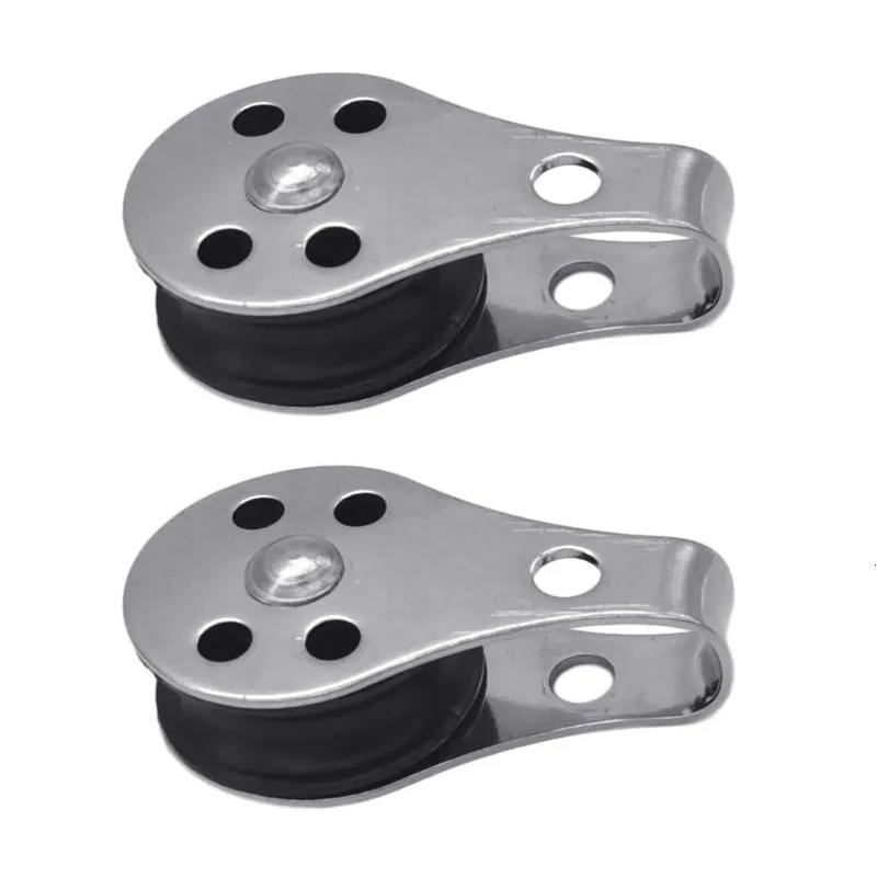 25mm Stainless Steel Marine Pulley Block 2pc 304 Stainless Steel Boat Hardware Block with Nylon Sheave for Sailing Rigging