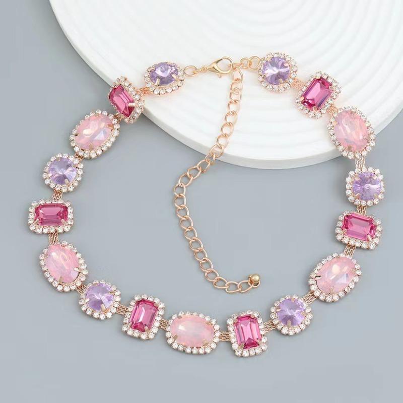 Exaggerated Colored Sugar Necklace for Women, Fashionable and Elegant, Simple Collarbone Chain, Beautiful Holiday Gift