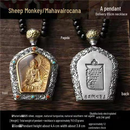 Colier Amuletă Buddha Zodiacal Placat cu Cupru Misty Rain pentru Bărbați și Femei