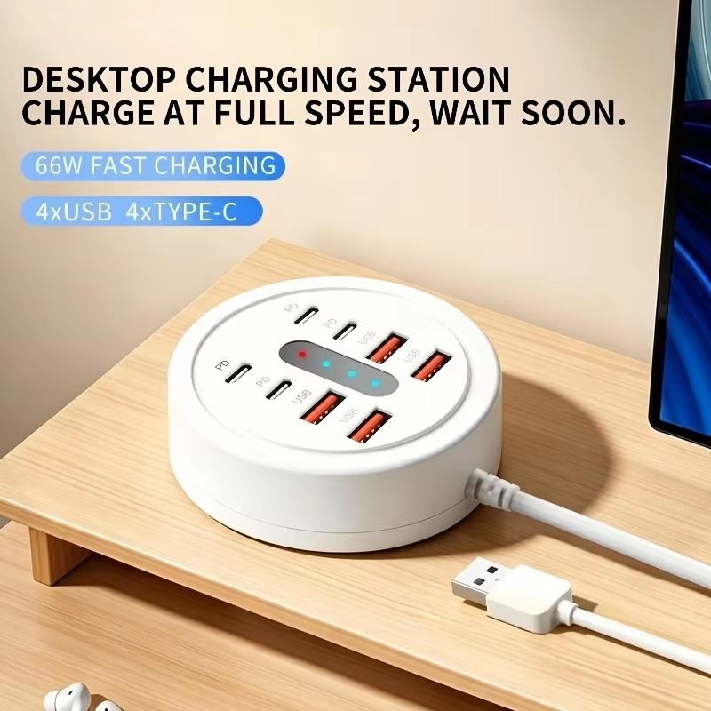 8 In 1 Ports Usb Charger Power Strip Desktop Charging Station Fast Charging Usb Hub Adapter Mobile Phone Charging Socket