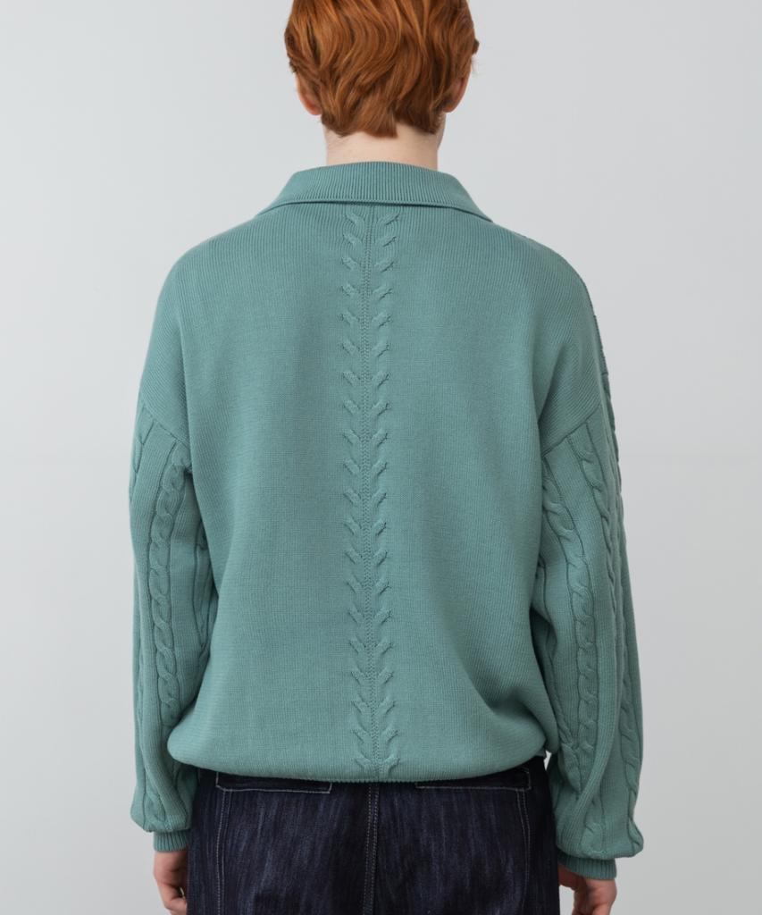 MINAV Maxi Cable Collar Knit [Emerald Green]