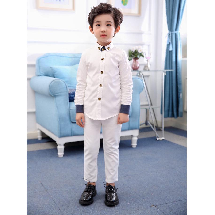 2025 Boys' Long Sleeve Solid Color Shirt - Small Suit Style