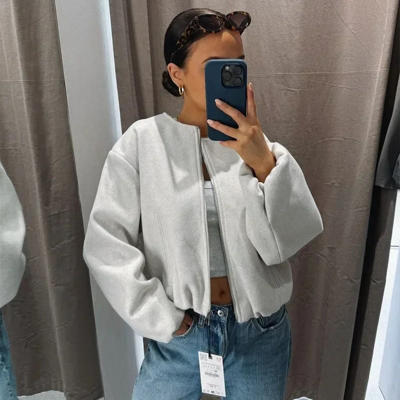 Womens Streetwear Soft Zipper Jacket Coat Winter Casual Chic Outerwear