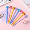 Back To School Season 12pcs 0.5mm Creative Cartoon Soft Glue Sun Flower Shape Neutral Pen Cute Sign Pen Gift Pen Exam Pen