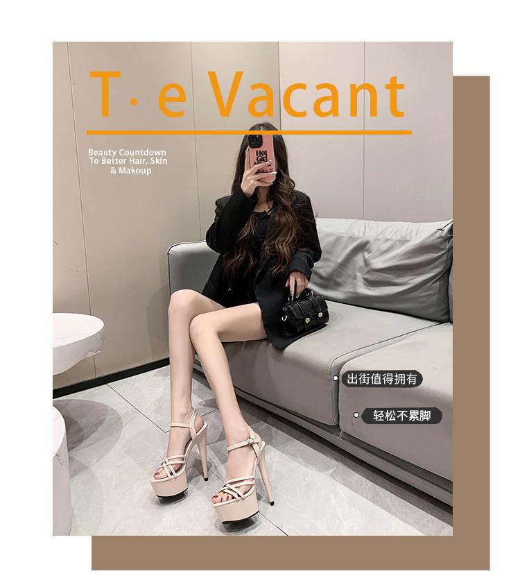 Runder Kopf Wasserdichte Plattform Frühjahr und Sommer Mode Neue Stiletto Super High Heel Freizeit Hochzeit Mode Sandalen Damen Einzelschuhe