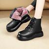 2025 H/W Damen Britischer Stil Echtleder Martin Stiefeletten mit dicken Sohlen, Retro-Fleece-Futter und Woll-Zehenschutz für Schnee