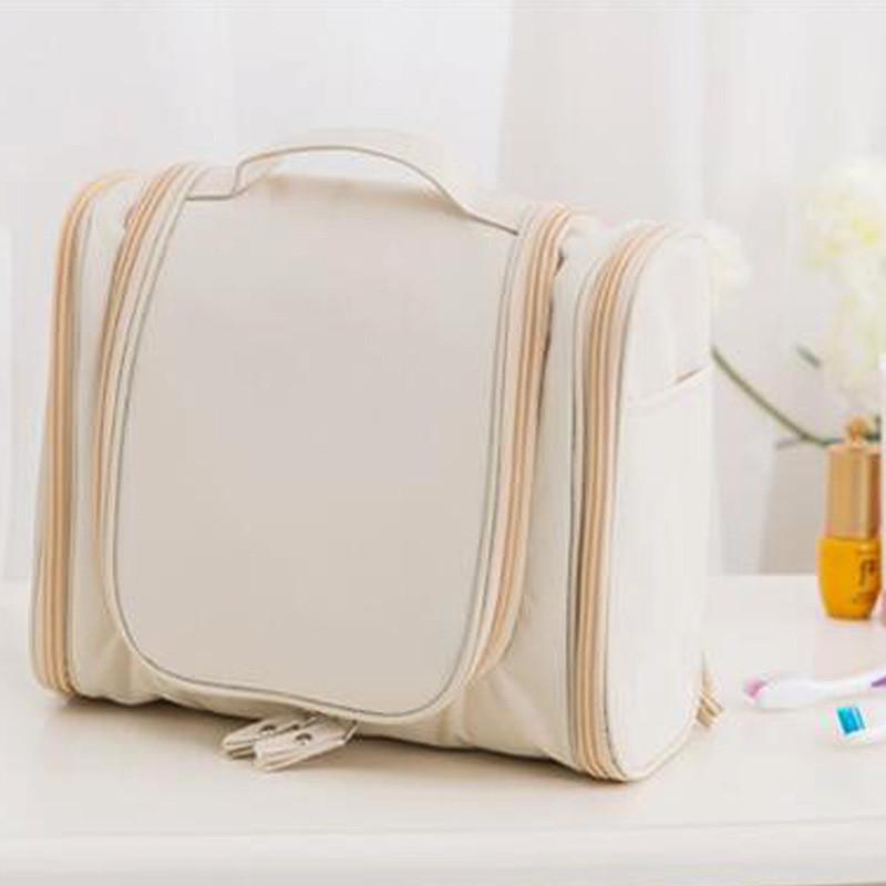 Travel Toiletry Bag With Hanging Hook And Dual Zippers For Bathroom Organization