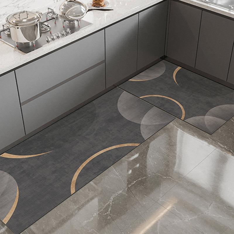 Carpet for Kitchen Waterproof Floor Mat Pvc Leather Foot Mats Non-slip Oil Proof Carpet Long Carpets Grey Home Decoration Rug