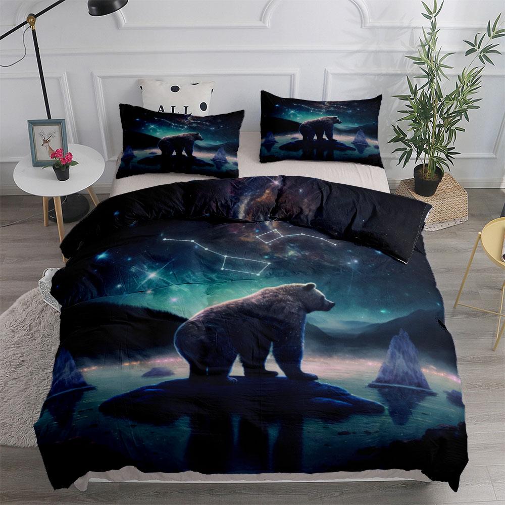 

Винтажный комплект постельного белья с изображением дикого медведя и животных для защиты от диких животных, комплект постельного белья размера «king-size», комплект постельного белья «queen-size» для двуспальной кровати 140x200cm